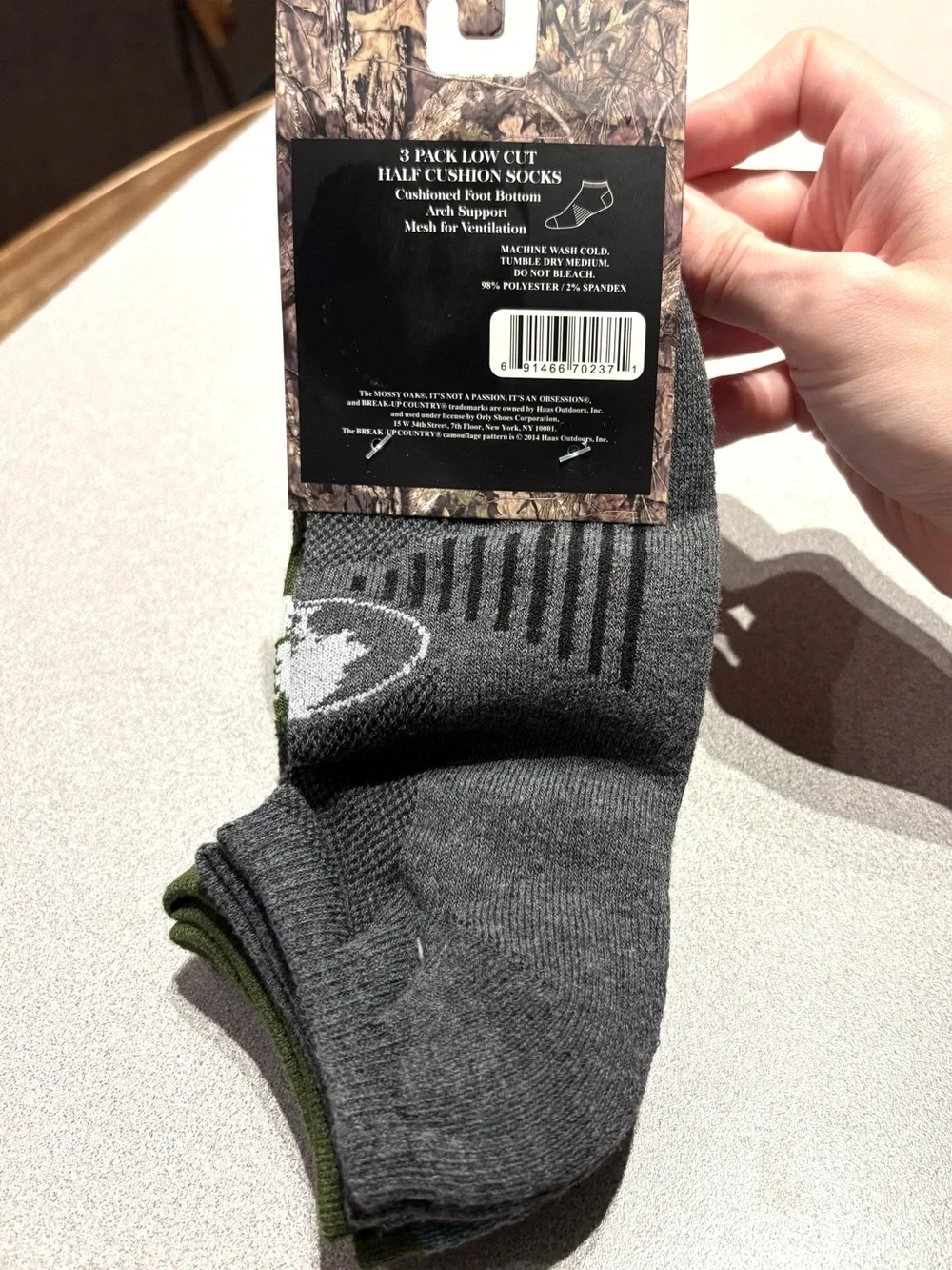 Mossy Oak Men's Low Cut Half Cushion Socks 2 Sets of 3 Socks — 6 PAIRS TOTAL